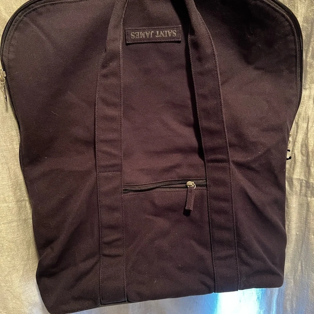 Saint James weekend tote bag. Cotton. Black. Zipper all around. Well made. - Picture 6 of 12